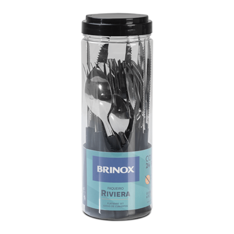 Jogo de Inox Brinox 25 Peças Riviera Pote 6025/712 - Preto