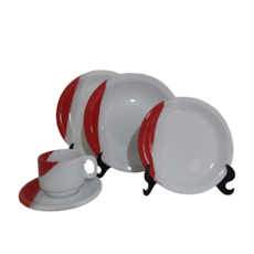Jogo de Jantar Porcelarte 20 Peças Baú - Branco/Vermelho Jogo de Jantar Porcelarte 20 Peças Baú - Branco/Vermelho