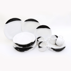 Jogo de Jantar Porcelarte 20 Peças Baú - Preto e Branco Jogo de Jantar Porcelarte 20 Peças Baú - Preto e Branco