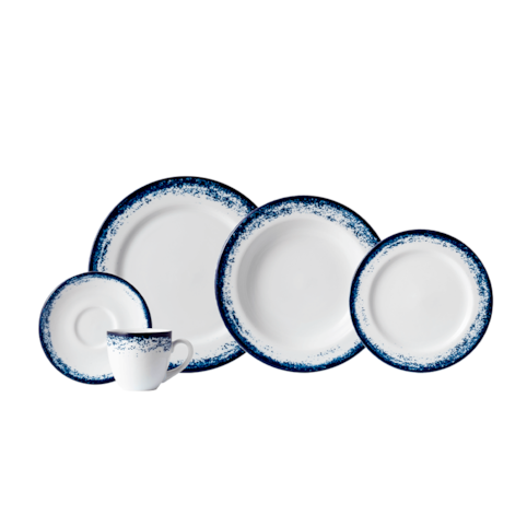 Jogo de Jantar Schmidt 30 Peças Nevoa Porcelana - Azul