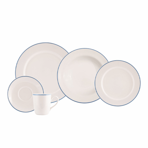 Jogo de Jantar Schmidt 30 Peças Real Porcelana - Filete Azul