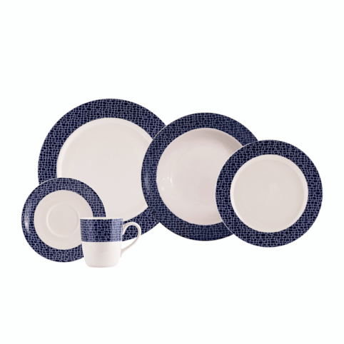 Jogo de Jantar Schmitd 30 Peças Real Porcelana - Mosaico