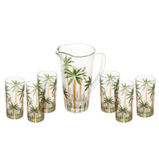 Jogo de Jarra Com Copos Wolff 7 Peças Palm Tree Handpaint - 29394