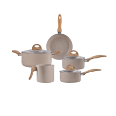 Jogo de Panelas Brinox 5 Peças Ceramic Smart Plus C/Indução Areia - 4774/105  Jogo de Panelas Brinox 5 Peças Ceramic Smart Plus C/Indução Areia - 4774/105