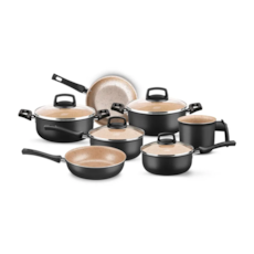 Jogo de Panelas MTA 7 Peças Safira - 8494 Preto/Bege Jogo de Panelas MTA 7 Peças Safira - 8494 Preto/Bege