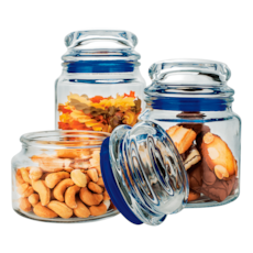 Jogo de Potes Euro 3 Peças Multiuso 1129 - Azul Jogo de Potes Euro 3 Peças Multiuso 1129 - Azul