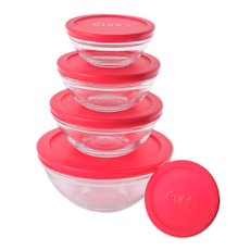Jogo de Potes Euro 5 Peças Com Tampa 7090 - Vermelho Jogo de Potes Euro 5 Peças Com Tampa 7090 - Vermelho