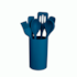 Jogo de Utensílios Euro 7 Peçass Silicone Com Suporte 3338 - Azul