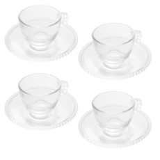 Jogo de Xícaras Café Cristal Wolff 4 Peças Pearl Com Pires - 27899 Jogo de Xícaras Café Cristal Wolff 4 Peças Pearl Com Pires - 27899
