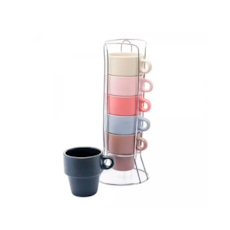 Jogo de Xícaras Café Wolff 6 Peças Com Suporte - 29369 Jogo de Xícaras Café Wolff 6 Peças Com Suporte - 29369