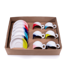 Jogo de Xícaras Porcelarte 12 Peças - Colorido