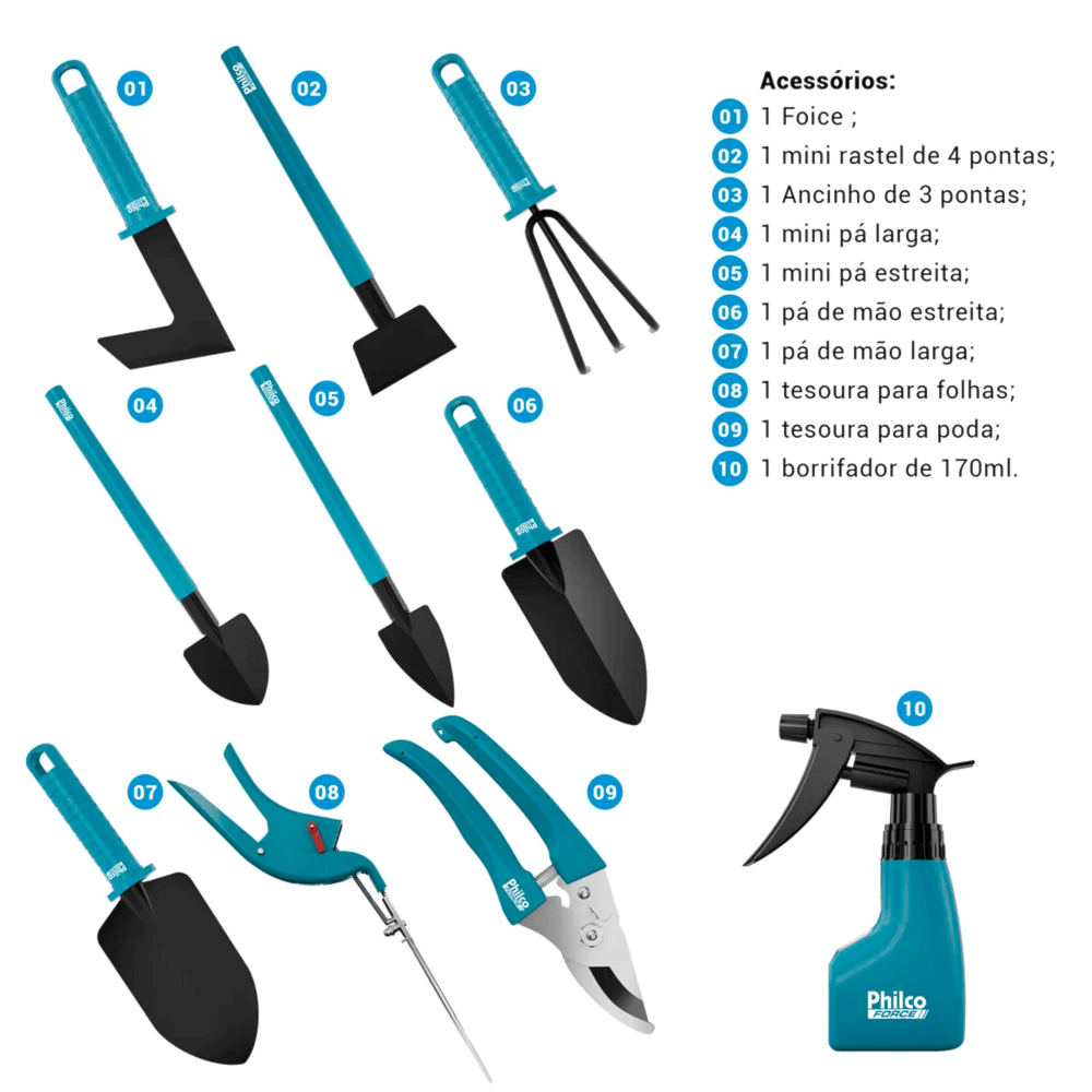 Kit Jardinagem Philco - PKJ10 - Martinello