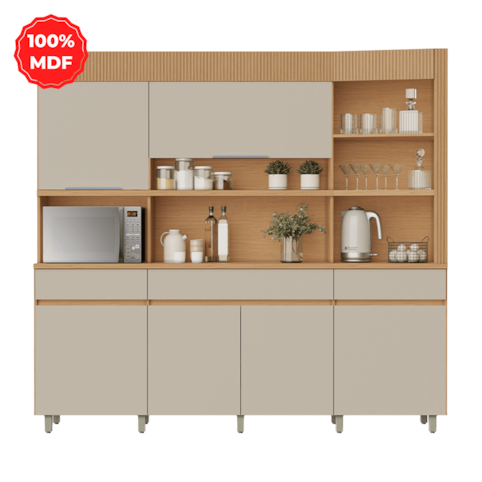 Kit Nesher Realeza 6 Portas e 3 Gavetas 500972 - Carvalho/Greige