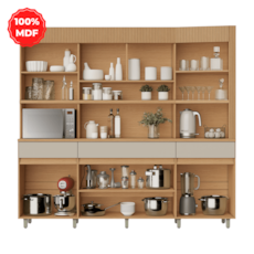 Kit Nesher Realeza 6 Portas e 3 Gavetas 500972 - Carvalho/Greige