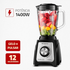 Liquidificado Mondial Turbo Glass L-1440-GI Preto - 110V