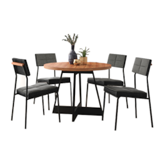 Mesa Carraro Nairobi Redonda Com 4 Cadeiras 1740 - Preto Mesa Carraro Nairobi Redonda Com 4 Cadeiras 1740 - Preto