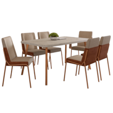 Mesa Carraro Stellar 1597 Com 6 cadeira 1749 - Petra/Rose Mesa Carraro Stellar 1597 Com 6 cadeira 1749 - Petra/Rose