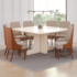 Mesa Henn Mavi Com 8 Cadeiras Ivy - Off White/Corano Caramelo/Creme