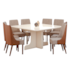 Mesa Henn Mavi Com 8 Cadeiras Ivy - Off White/Corano Caramelo/Creme