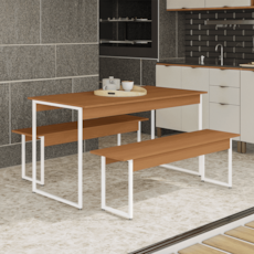 Mesa Kappesberg LI013 Com 2 Bancos - Canela/Branco Mesa Kappesberg LI013 Com 2 Bancos - Canela/Branco