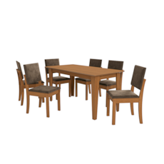 Mesa Kappesberg Star Melina C/6 Cadeiras Luna CSJ1864 - Canela/Marrom