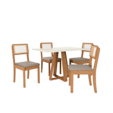 Mesa Kappesberg Star Pilar com 4 Cadeiras CSJ1955 - Canela/Fendi