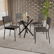 Mesa Kappesberg Volga Com 4 Cadeiras CMC1097 - Preto/Fosco 