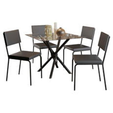 Mesa Kappesberg Volga Com 4 Cadeiras CMC1097 - Preto/Fosco  Mesa Kappesberg Volga Com 4 Cadeiras CMC1097 - Preto/Fosco