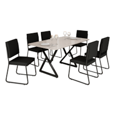 Mesa Teixeira Império 6 Cadeiras Napóli - Preto/Preto/Off White Mesa Teixeira Império 6 Cadeiras Napóli - Preto/Preto/Off White