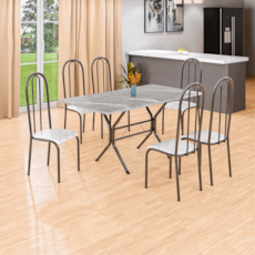 Mesa Teixeira Lisboa Lisa 1,20M com 4 Cadeiras - Martelado Branco Tempest