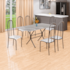 Mesa Teixeira Lisboa Lisa 1,20M com 4 Cadeiras - Martelado Branco Tempest