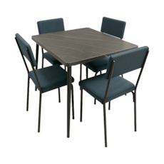 Mesa Versata Roma Com 4 Cadeira - Preto/Portoro/Chumbo Mesa Versata Roma Com 4 Cadeira - Preto/Portoro/Chumbo