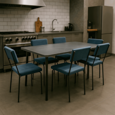 Mesa Versata Roma Com 6 Cadeira - Preto/Portoro/Chumbo