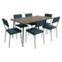 Mesa Versata Roma Com 6 Cadeira - Preto/Portoro/Chumbo