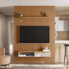 Painel Linea Brasil Ripado 1,80 cm x 2,50 cm - Nature/Off White Painel Linea Brasil Ripado 1,80 cm x 2,50 cm - Nature/Off White