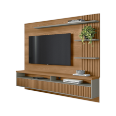 Painel para TV até 65" Linea Brasil Araruna 2.0 - Amêndoa/Titânio Painel para TV até 65" Linea Brasil Araruna 2.0 - Amêndoa/Titânio