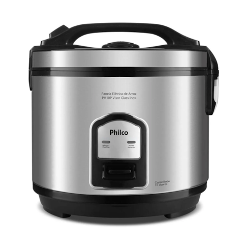 Panela de Arroz Elétrica Philco PH10P Glass 10 Xícaras Inox - 110V