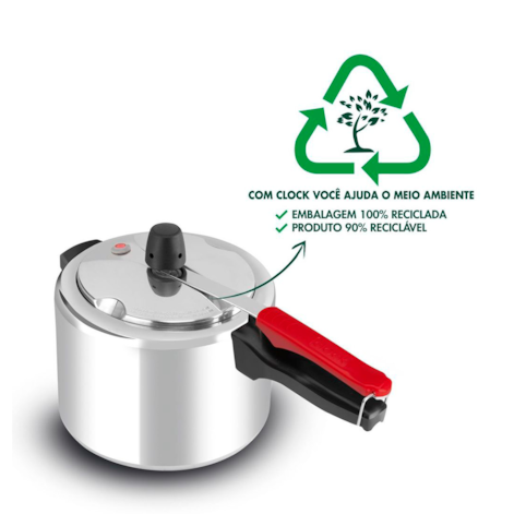 Panela De Pressão Fechamento Interno Clock Eco 4,5L de capacidade