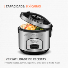 Panela Elétrica Mondial 6L PE-43 Inox - 110V