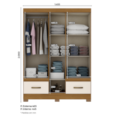 Roupeiro 05 Portas Briz B60 - Castanho com Espelho Roupeiro 05 Portas Briz B60 - Castanho com Espelho