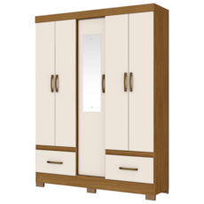 Roupeiro 05 Portas Briz B60 - Nature/Off White com Espelho Roupeiro 05 Portas Briz B60 - Nature/Off White com Espelho