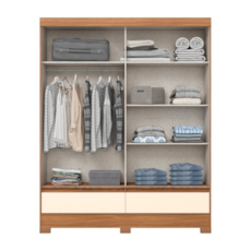 Roupeiro Briz 02 Portas de Correr com Pés B373-202 - Nature/Off White