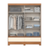 Roupeiro Briz 02 Portas de Correr com Pés B373- Nature/Off White/Preto
