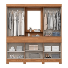 Roupeiro Briz 10 Portas B374 Com Pés e Espelho - Nature/Off White
