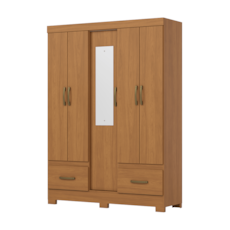 Roupeiro Briz 5 Portas - c/Pés e Espelho - Cinamomo B60-214