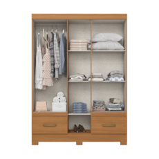 Roupeiro Briz 5 Portas - c/Pés e Espelho - Cinamomo B60-214