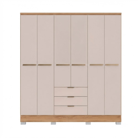 Roupeiro Carraro 6 Portas Troy com Pés - Noce/Off White