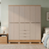 Roupeiro Carraro 6 Portas Troy com Pés - Noce/Off White