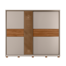 Roupeiro Demartez 2 Portas de Correr Authentic 100% MDF - Nogueira/Nude