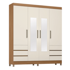 Roupeiro Demóbile Mônaco 4 Portas Com Pés e Espelho 46030 - Âmendola / Off White Roupeiro Demóbile Mônaco 4 Portas Com Pés e Espelho 46030 - Âmendola / Off White